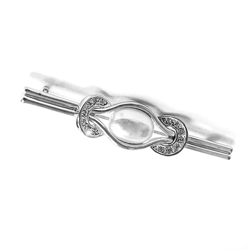 Equetech Pearl and Horseshoes Stock Pin - Silver/Pearl